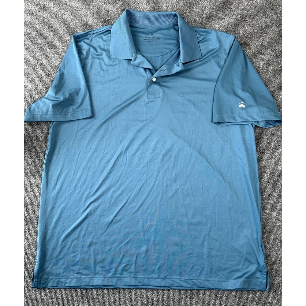 Brooks Brothers Performance Series Shirt Mens‎ Size 2XL Blue Polo Shirt Golf Euc